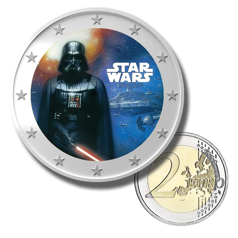 2 Euro Münze coloriert "Star Wars"